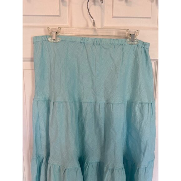Charter Club Dresses & Skirts - Charter Club Aqua Blue Knee Length Linen Pull On Skirt Tiered Small